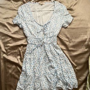 LA Hearts Cottage Core Blue Floral Dress